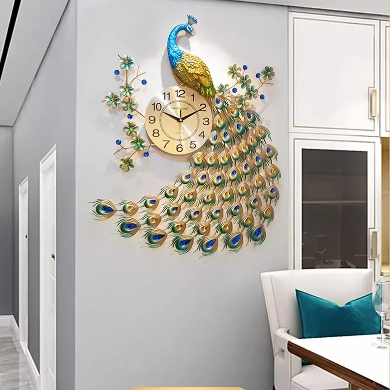 

Aesthetic Luxury Wall Clocks 3d Big Size Design Bedroom Creative Silent Wall Watch Peacock Interior Duvar Saati Home Design