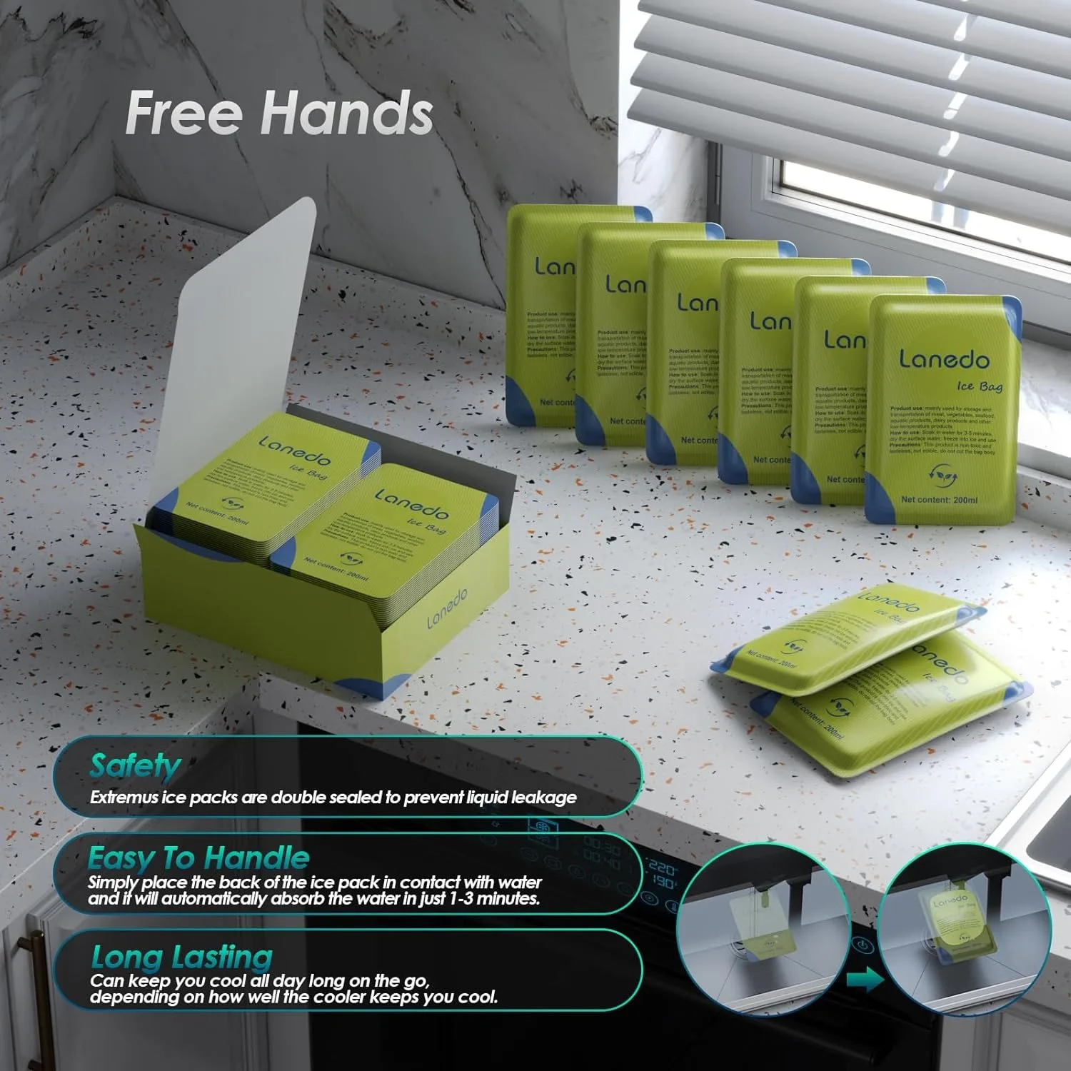 

100PCS (200ml) to maintain maximum freshness! Enjoy automatic water absorption and low-cost cooling, only 6-8 hours to freeze