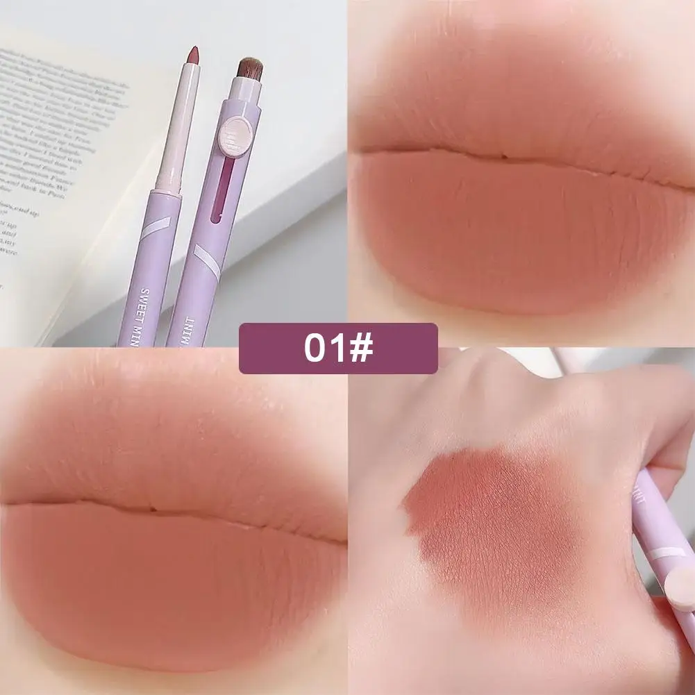 Neue Lip Liner Stift Matte Push Und Pull Lippen Bleistift Langlebig Doppel-ended Liner Braun Lippenstift Form Umriss samt Rot Na O2M2