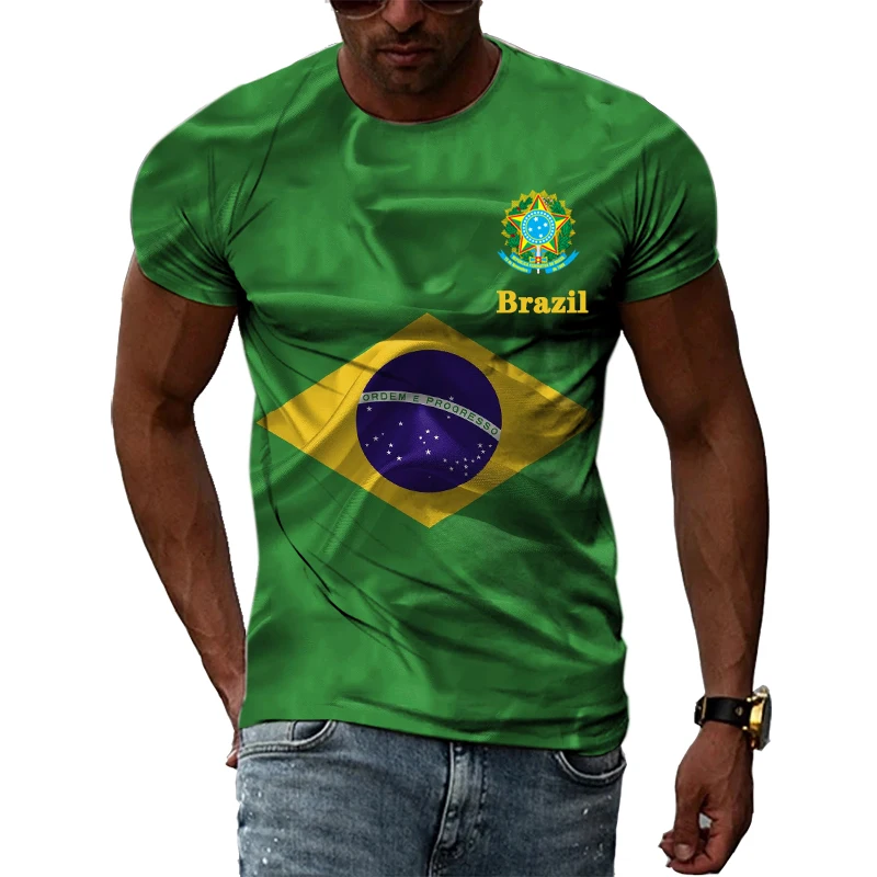 Brazilian Flag 3D Print T-shirts Summer Men Woman Short Sleeve Casual Tees Fashion Streetwear Harajuku T Shirt Kid Tops Clothing