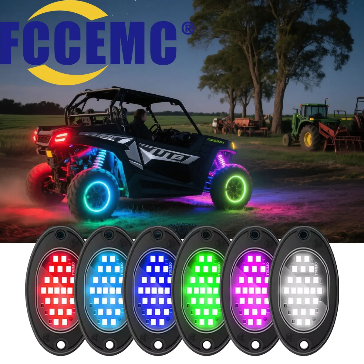 

4PCS Car Chassis Light 12V LED Rock Lights 24 High Brightness Ambient Lighting For Polaris Yamaha Can-Am UTV ATV Off Road Jeep