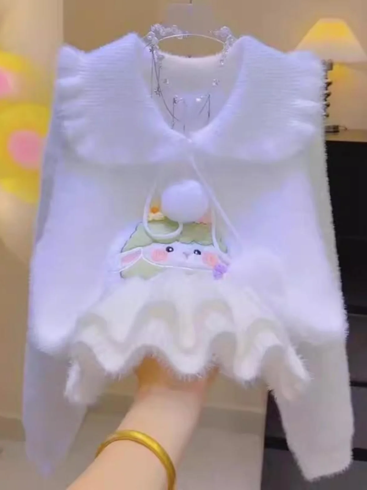 

Cute eep Loose Sweater Women's Sweet Sle Korean Version Fall Winter New Faion Doll Collar Top Slimming Versatile