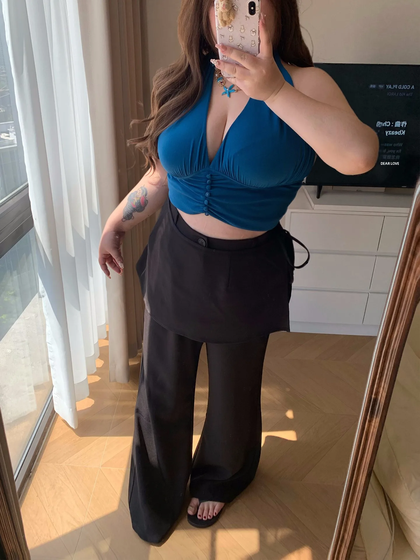 

Black Loose Wide Leg Pants Detachable Soft Candy Color Block High Waist French Style Casual Trousers for Women City Walk