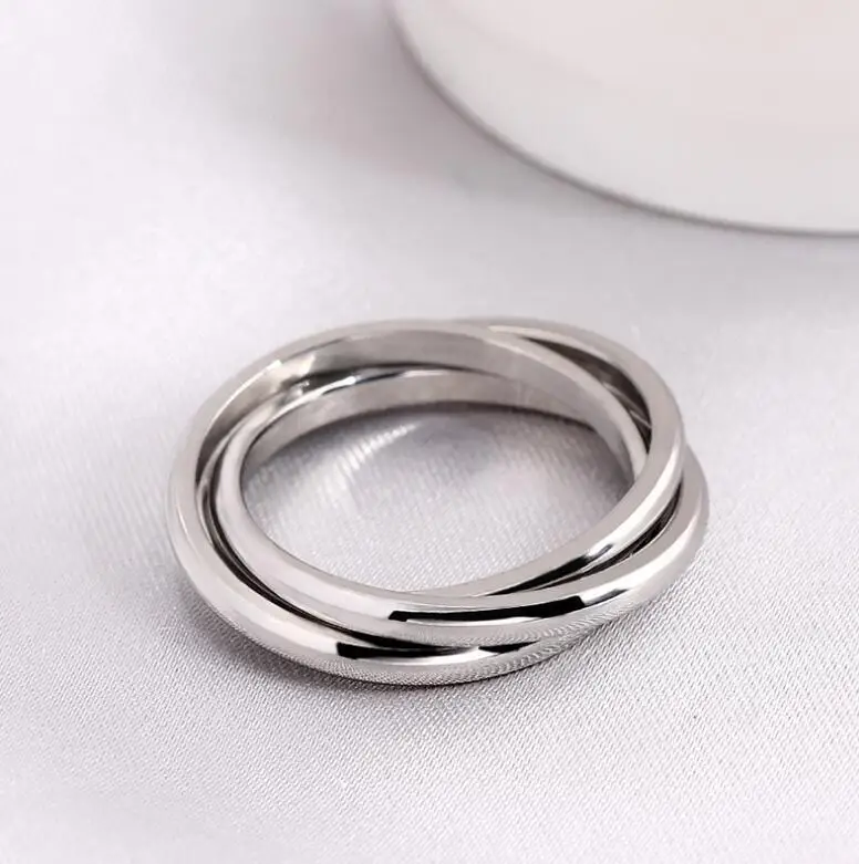 UAGE Classic 3 Rounds Ring Sets Women Stainless Steel Wedding Engagement Female Finger Jewelry