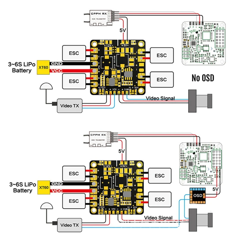 Mini Power Hub Distribution Board, PDB com BEC, 5V e 12V, para FPV, QAV250, ZMR250, Multicopter, Quadcopter