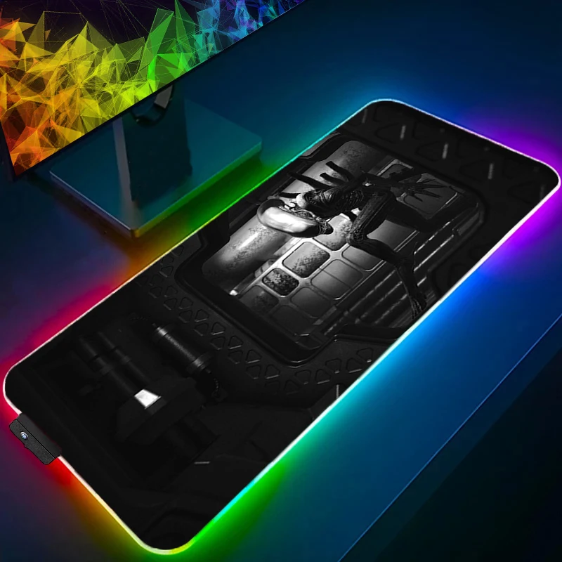 Computer Mouse Pad LED Anime Alien Movie Gamer Mouse Pads Gaming Mousepad XXL Desk Mause Pad RGB Keyboard Mouse Backlight Carpet
