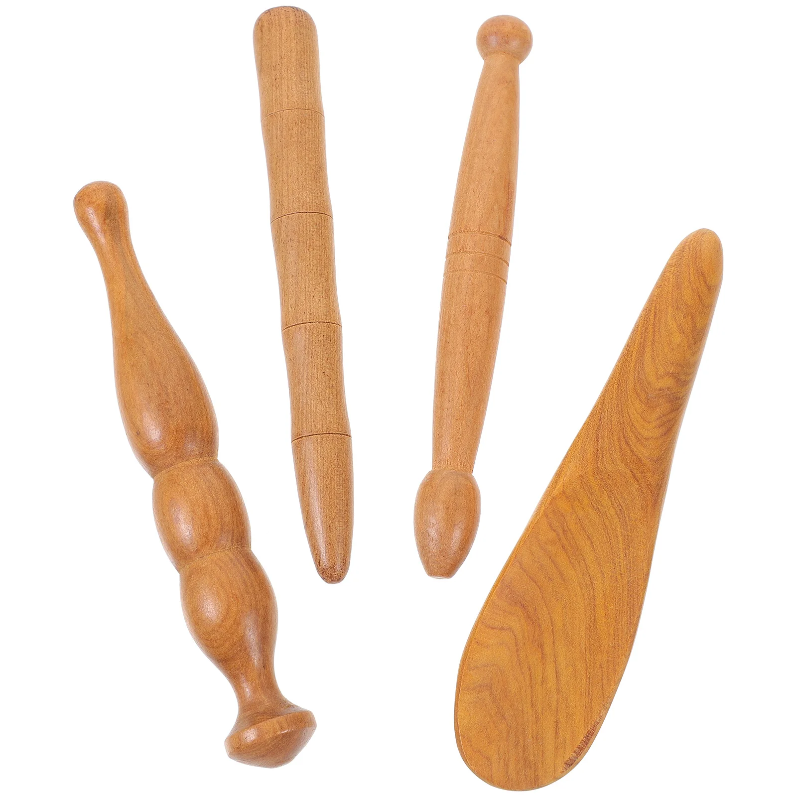 

4pcs Wooden Foot Massage Stick Natural Acupoint Massager For Sole Scraping Professional Pelma Tool Relieves Tension Promotes