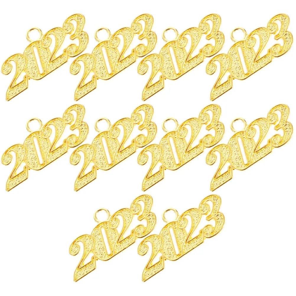 10 piezas de dijes de aleación DIY con el número del año 2023 para graduación, para la creación de collares, pulseras, llaveros y accesorios de joyería y manualidades