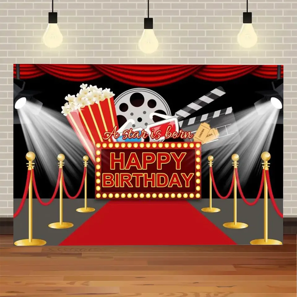 Décoration Soirée Bannière Photo Soirée Cinéma WADORN - 90x180cm - Décor Now Showing - Toile De Fond Fête Décor Fête Thème Film