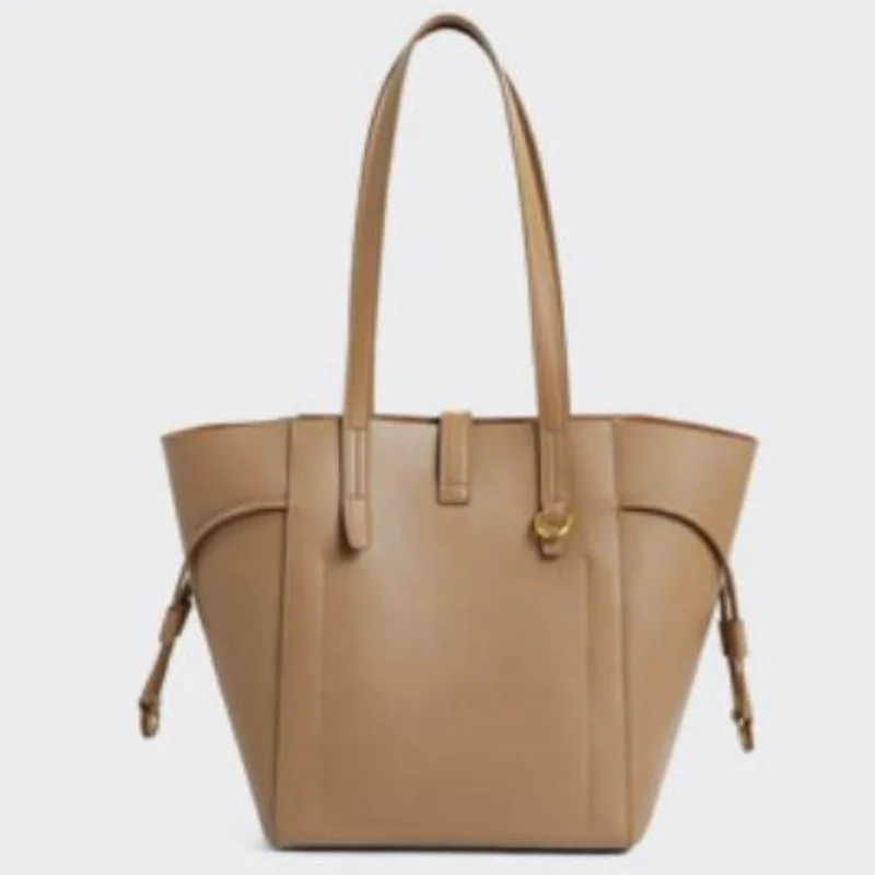 Women Fashion Cow Leather Tote Bag Large Capacity Casual Shoulder Bags for Commuting Ladies Vintage Pure Color Handbag