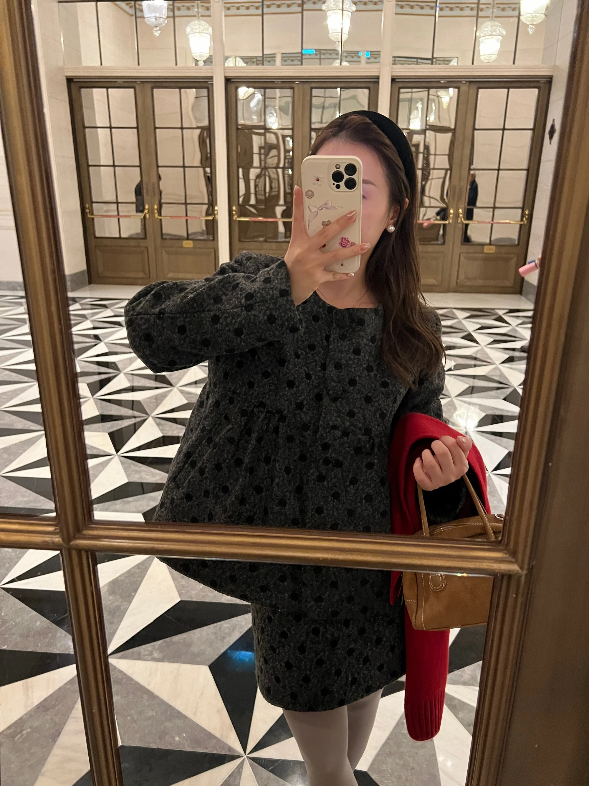 

Комплект: юбка и жакет в стиле ретро с узором в горошек из шерсти и хлопка для женщин, осенне-зимняя коллекция, праздничный, из смесовой ткани (полиэстер/шерсть)