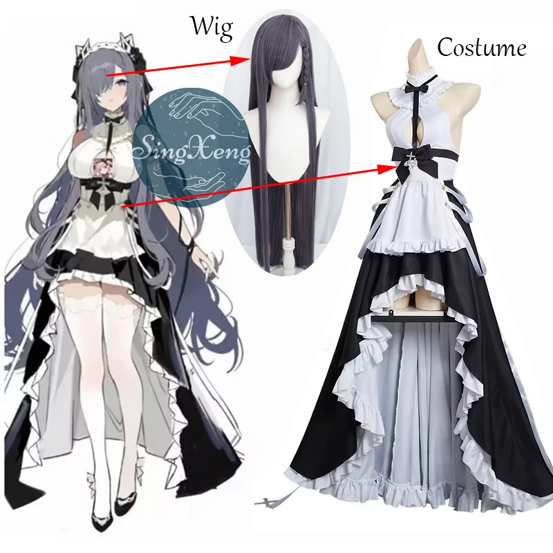 SingXeng Game Azur Lane KMS August von Parseval Cosplay Costume Maid Dress Outfits Halloween Christmas Uniform Customize