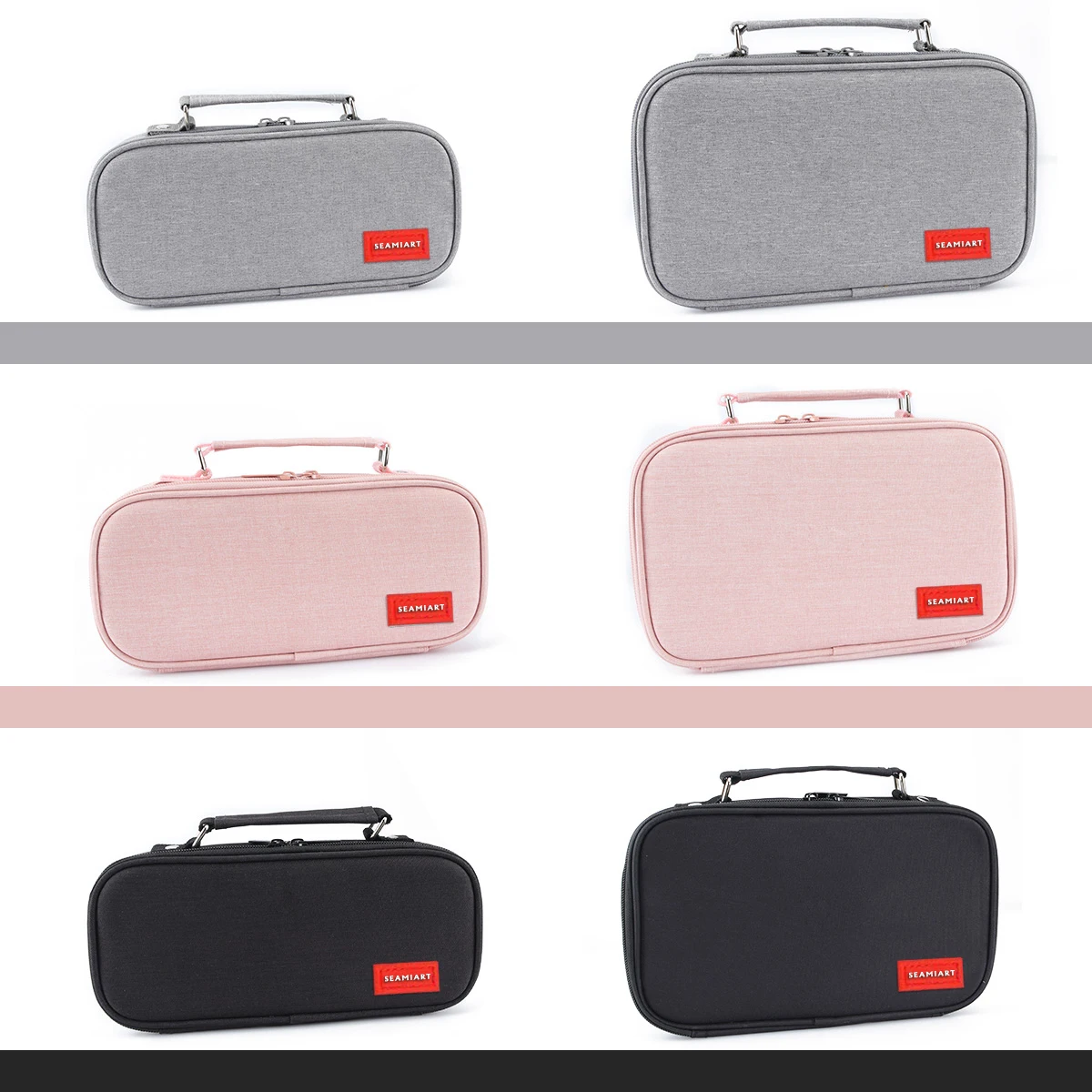 Seamiart 1pc Big Capacity Zipper Pencil Case Multifunction Double Layer Pen Storage Bag Stationery School Pen Case Supplies