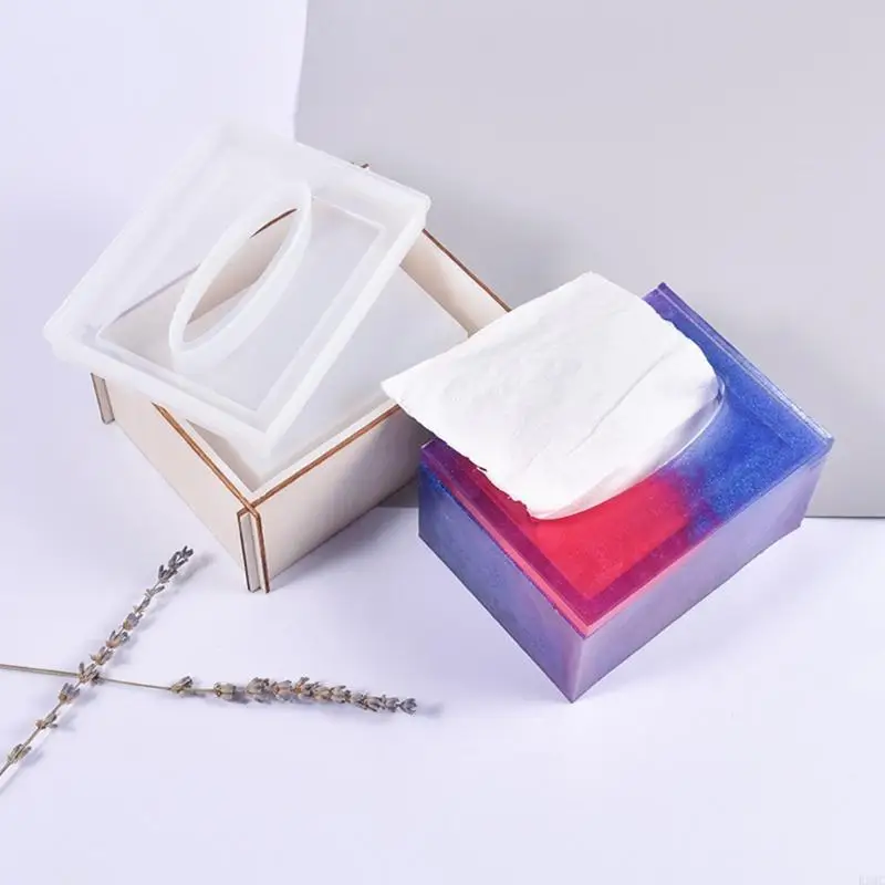 

R3MC Tissue Box Crystal Epoxy Resin Mold Jewelry Storage Napkin Holder Silicone Mould DIY Crafts Trinket Gift for Case Tool