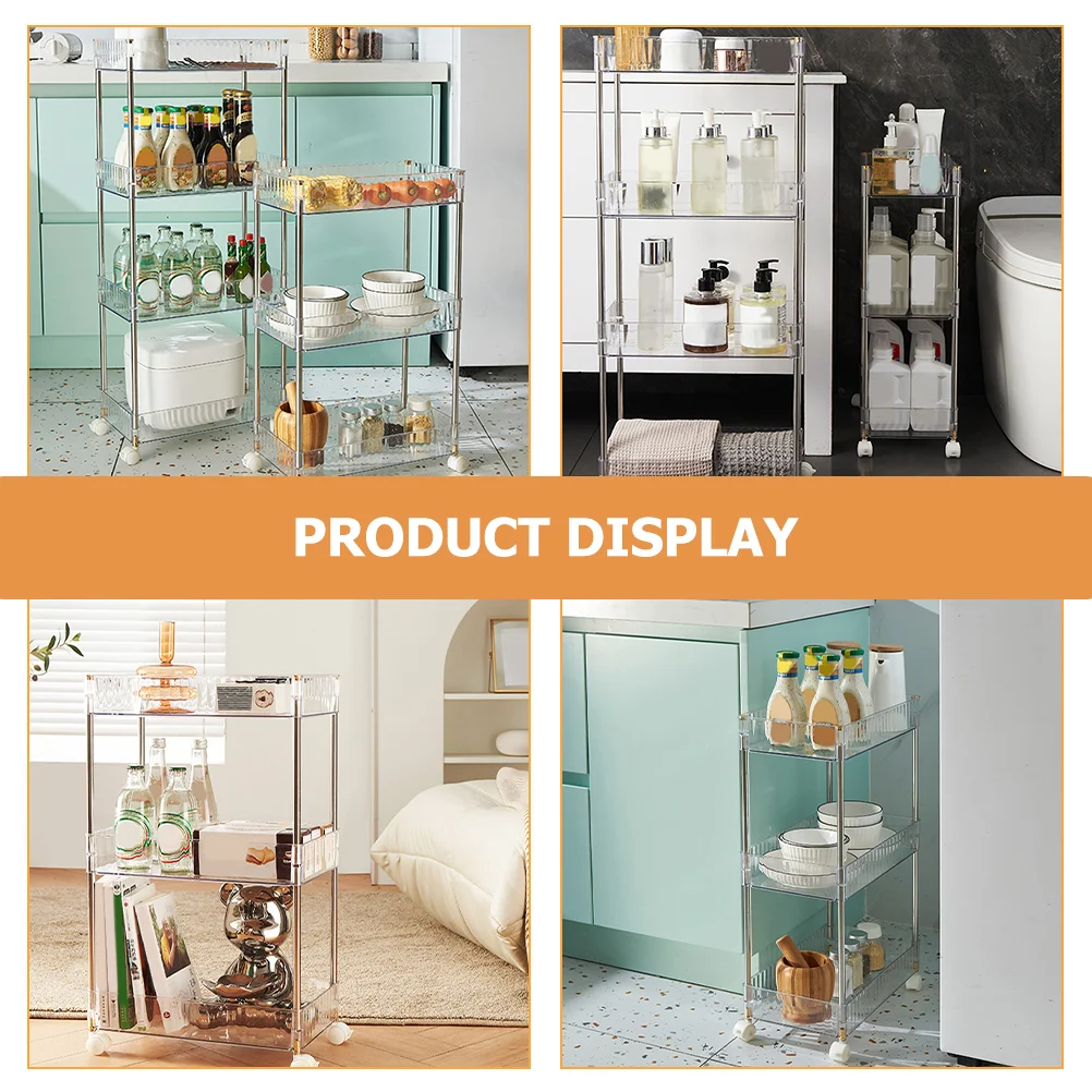 多層スリム収納ラック、キッチントロリー、ホームカート、可動ローラースタンド、バスルームホルダー、3段