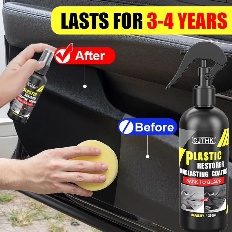Restaurador de plástico para coche, renovador de plástico brillante de espalda a negro, revestimiento duradero, restauración de cuero, productos de limpieza de pulido automático