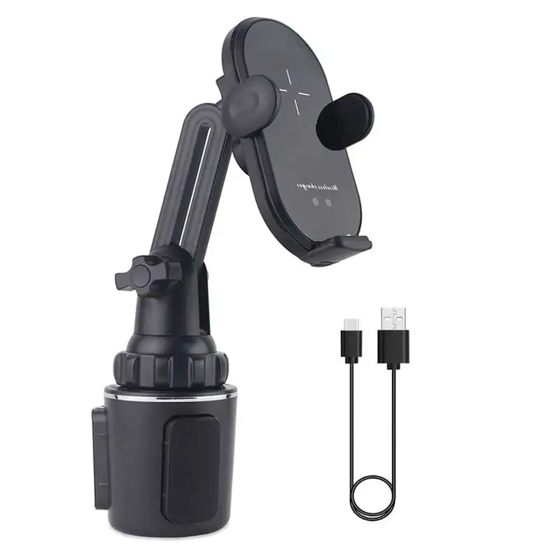 Universal Car Qi 15W Wireless Charger Cup Mobile Phone Holder Mount Automatic Infrared Smart Sensor Clamping Mount Universal Car
