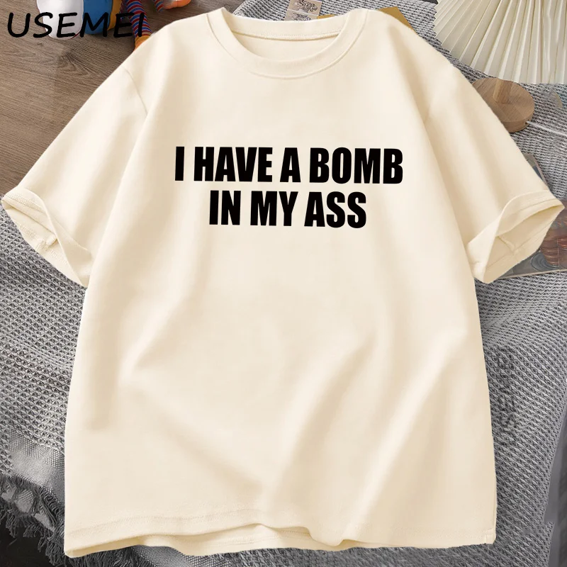 مضحك ميمي التي شيرت لدي قنبلة نكتة المحملة غبي روح الدعابة الجرافيك تي شيرت عادية الرجال القطن الصيف فضفاضة قصيرة الأكمام التي شيرت #3