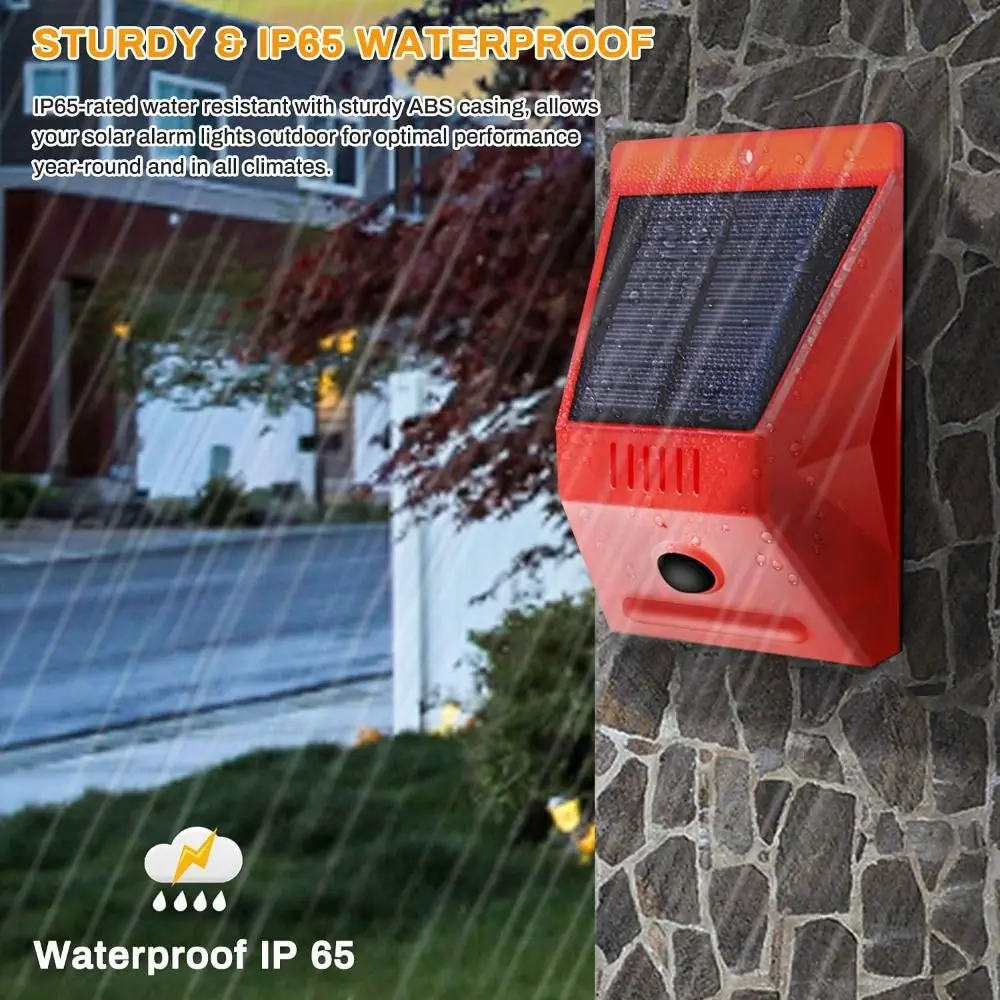 

Waterproof Solar Alarm Multifunctional Rechargeable Solar Lamps Portable Sound Alarm Solar Charging Alarm Garden Protection