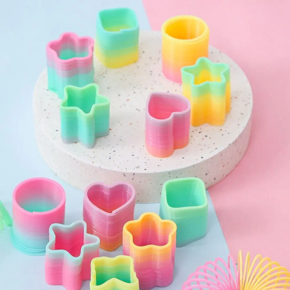 5pcs Multi-Shape Rainbow Magic Springs Plastic Birthday Party Favors Creative Spring Coil Goodie Bag Pinata Fillers Gifts