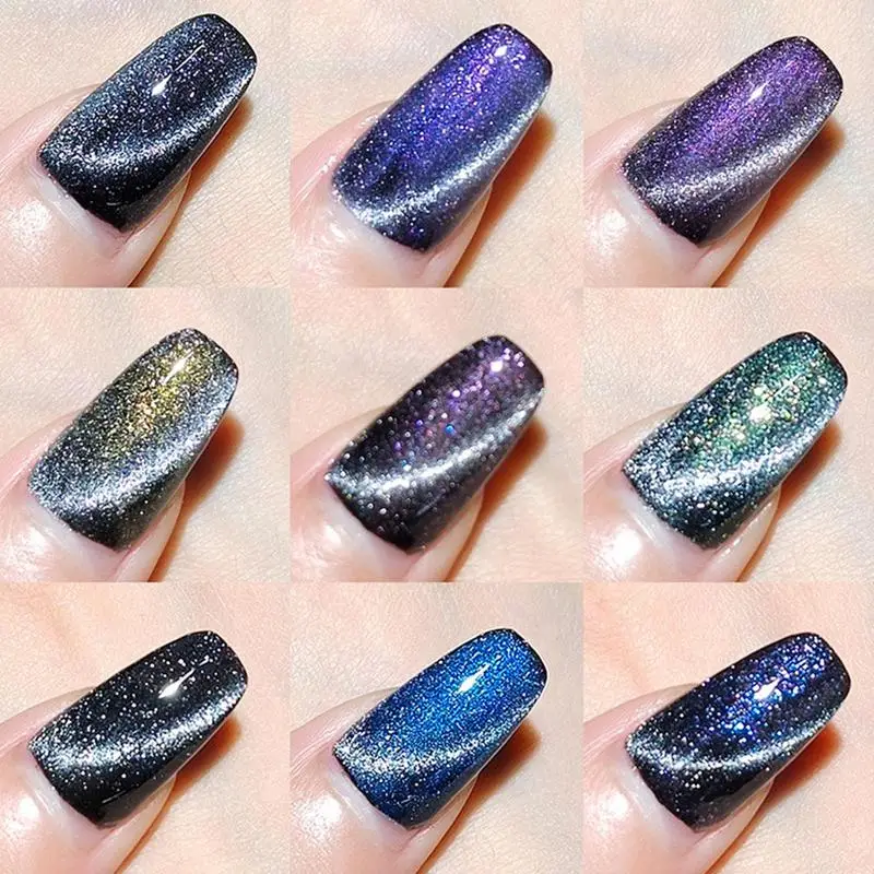 10ML Reflective Moonlight Cat Gel Nail Polish Sparkling Glitter Vanish Semi Permanent for New Year Manicure