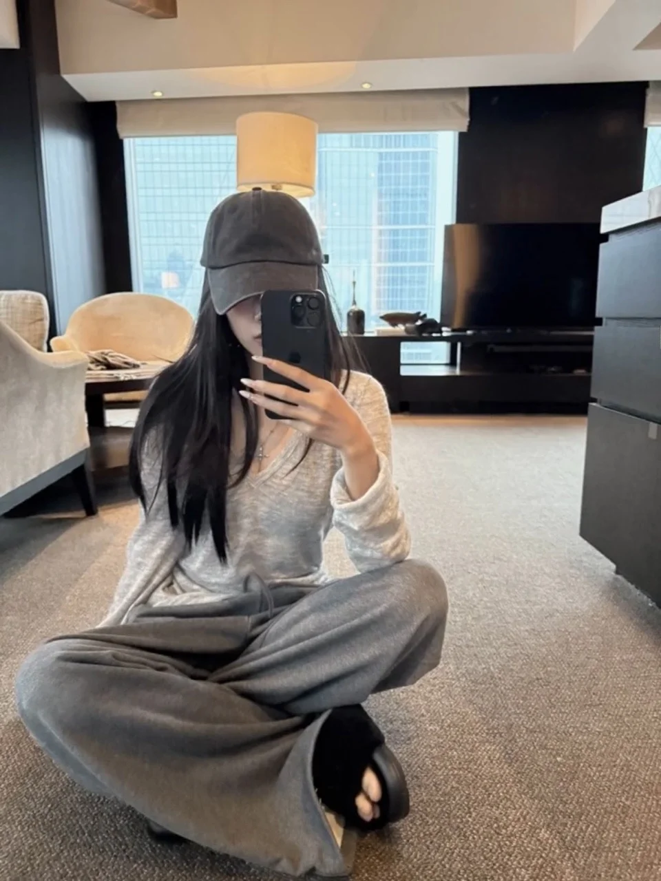 Coreano Sle ey V-Ne Lungo Sve Top lavorato a maglia Donna Autunno Inverno Slim Fit Strato base irt Abbigliamento interno T-irt di colore puro