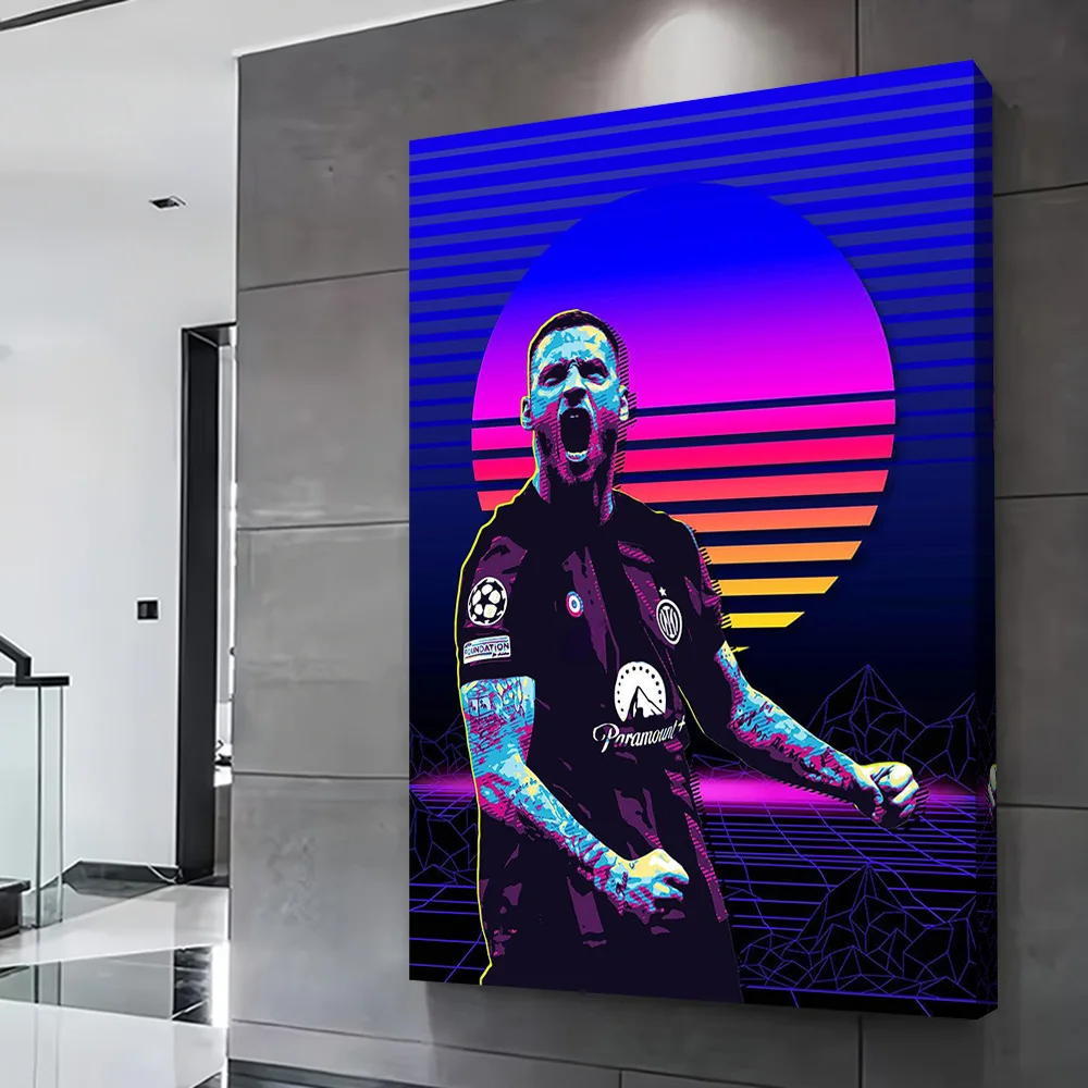 Soccer Player in Retro Style Poster Customizable Printed Canvas Painting for Pictures Wall Art Interior Accessories Wand Deko