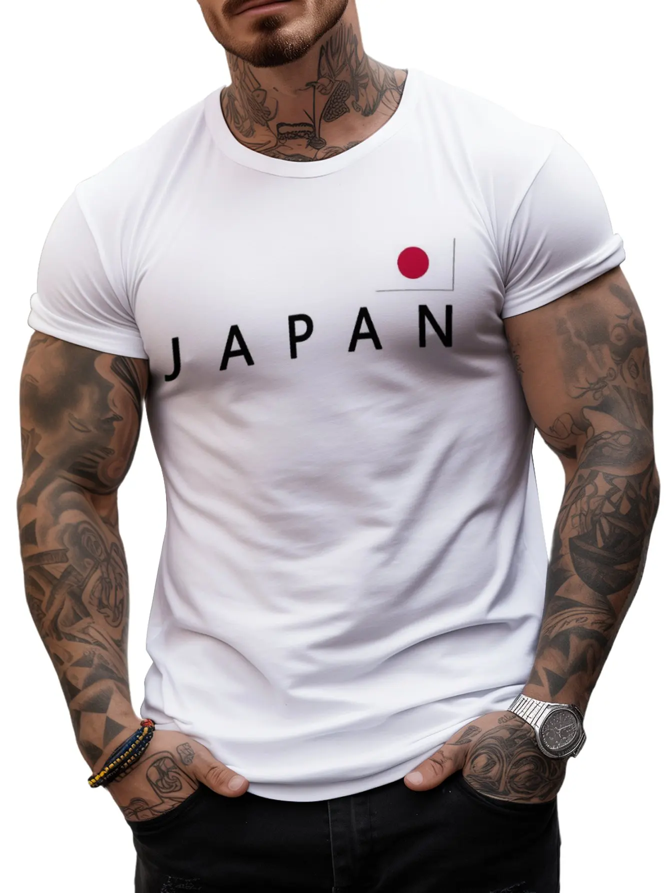 Japan Men's T-shirt Fans Flag Football Soccer Jerseys Oversized tops Sports Night Run Hiking Camping Speed Dry Fitness Casual