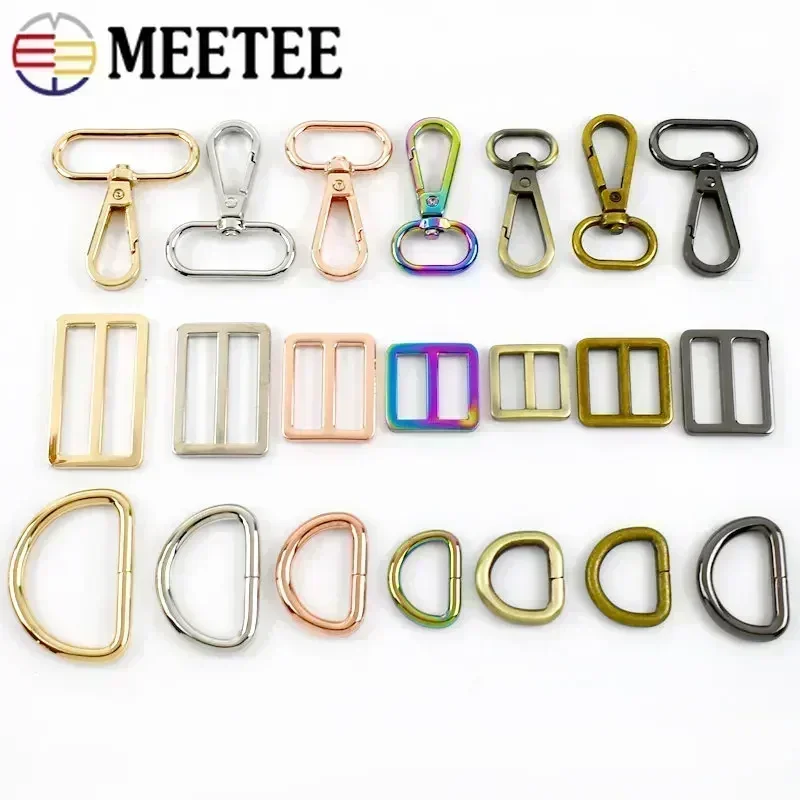 3Sets 20/25/32/38mm Metal D Ring Lobster Clasp Bags Strap Buckles Pet Collar Carabiner Snap Hook DIY KeyChain Bag Part Accessory