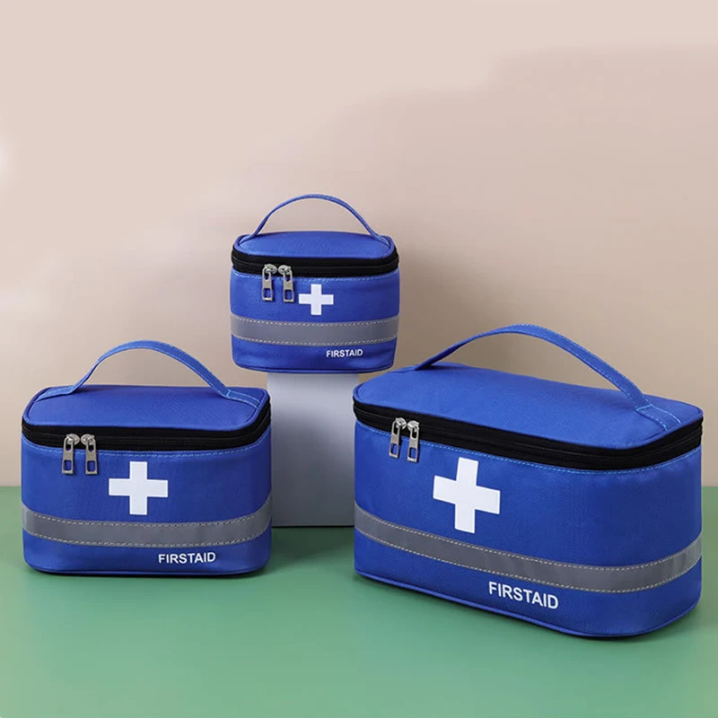 Portable Reflective First Aid Kit Oxford Fabric Large-Capacity Emergency Bag Medical Storage Box for Home Outdoor Emergencies