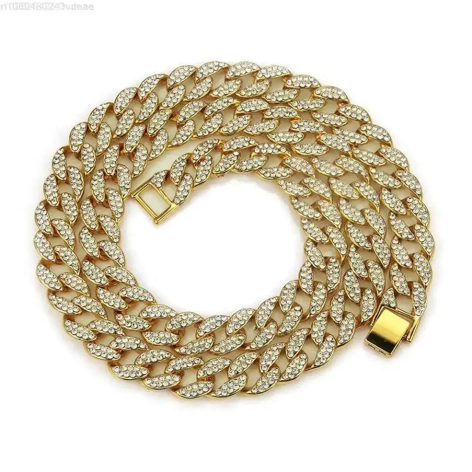 

Хип-хоп Iced Out Chain Crystal Miami Collar De Cadena Cubana Joyas Para Hombres