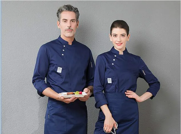 シェフユニフォーム ユニセックス 長袖 作業服 ベーカリー レストラン キッチン ケータリング シェフジャケット フードサービス 通気性のあるオーバーオール