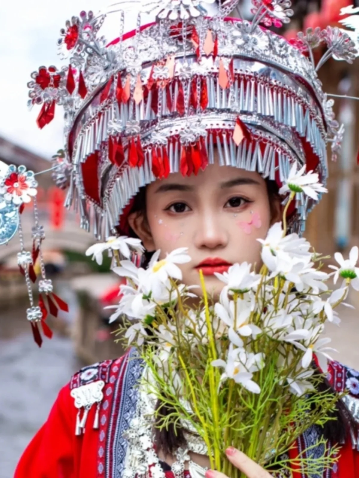 Miao amao headdress、シルバーハット、薄いジュエリー、ヘッドウェア