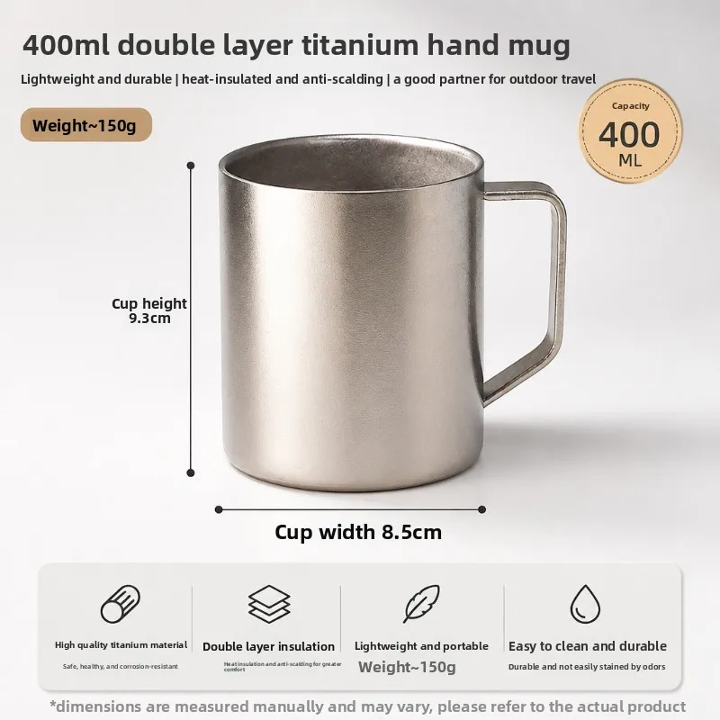 Double‑Wall Pure Titanium Mug Thickened Anti‑Scald Insulated Cup Home Outdoor Beer Mug Office Gift Titanium Cup
