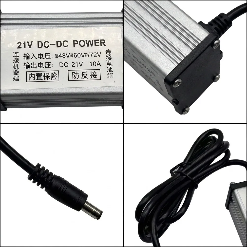 36-72V DC Input to 21V DC Output Power Converter Cable with Metal Plastic Enclosure and Reliable 10A Performance