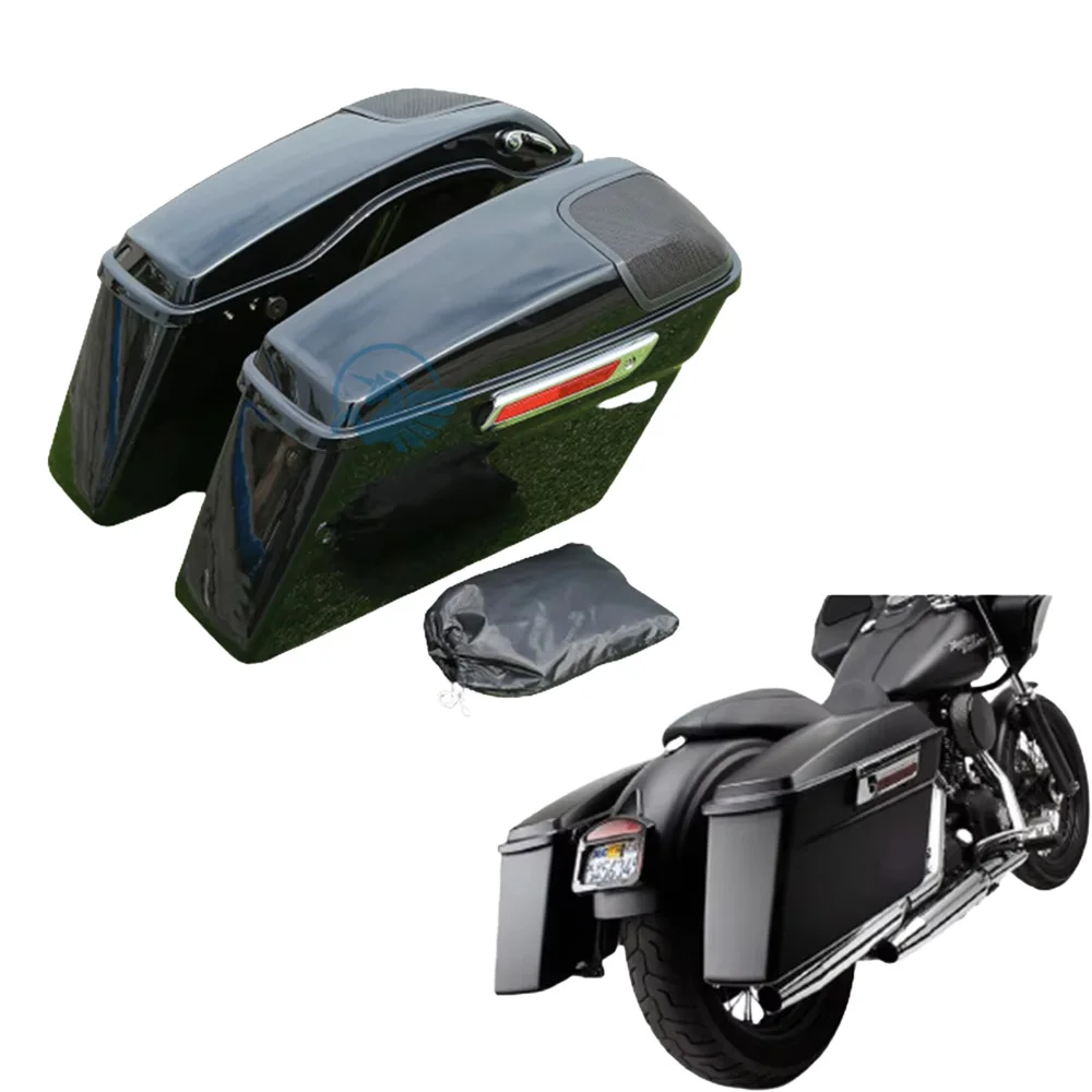 

For Harley Touring CVO Road King Street Ultra Electra Glide ABS Hard Saddle Bags Side Case Waterproof Saddlebags Speaker Lid