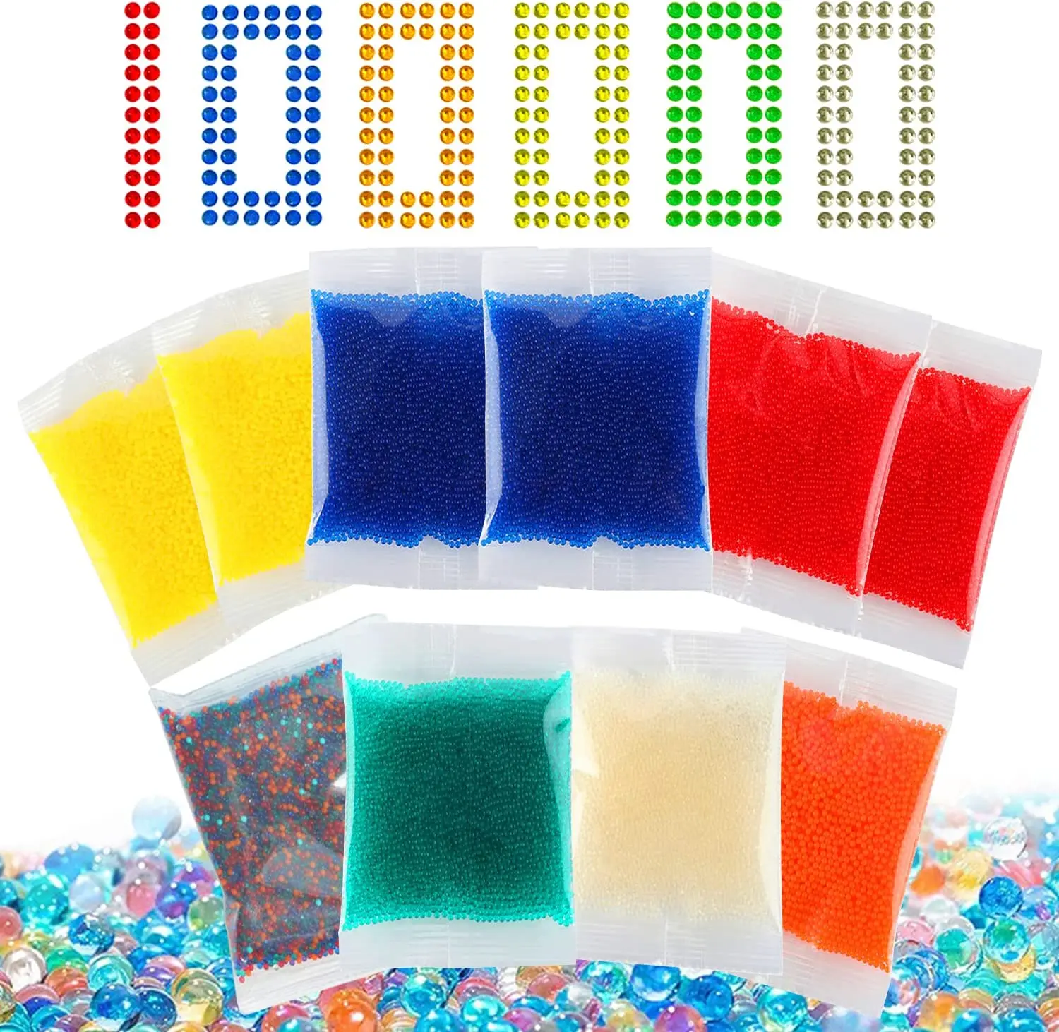 Water Beads Gel Ball Refill Ammo Blaster Splat Bullets 7-8mm Growing Rainbow Color Splatrball for Gel Ball Gun Toy Clear Crystal