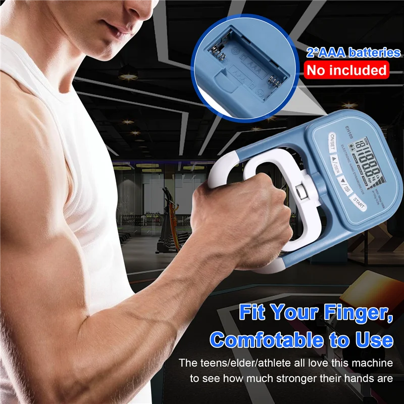 B72A EH109 Probador avanzado de fuerza de agarre manual, dinamómetro digital, herramienta de entrenamiento de fuerza máxima de 180 kg/396 libras