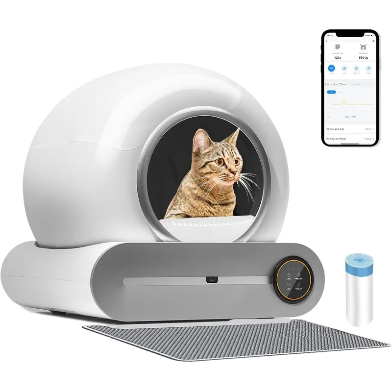 

Upgraded Automatic Cat Litter Box, Self Cleaning Cat Litter Box 65L Extra Large Capacity Cleaning Robot, APP Control/Odor