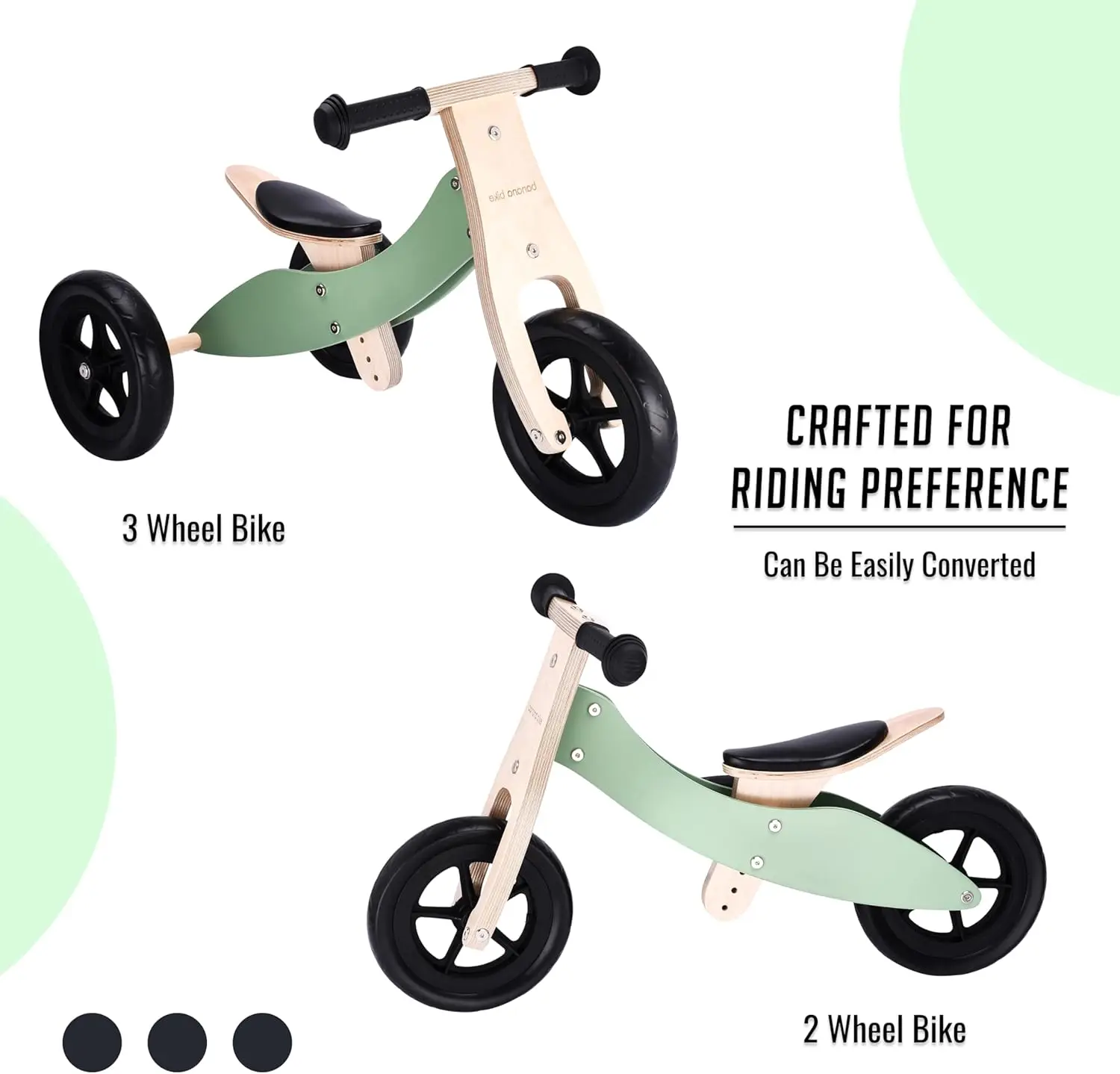Bicicleta de equilibrio de madera para niños pequeños, triciclo sin pedales, neumáticos a prueba de pinchazos, ergonómico y duradero, regalo de cumpleaños para niños y niñas