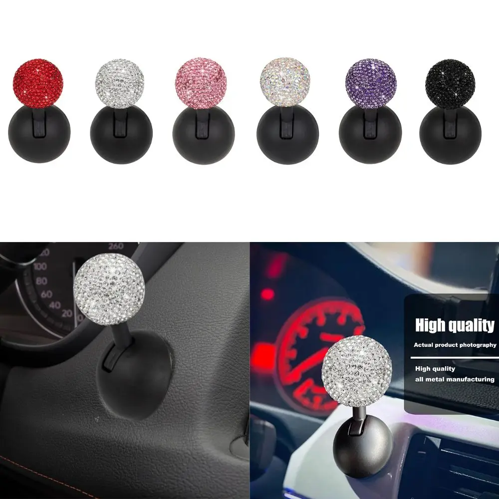 Funny Joystick Car Starter Full Diamonds Startup Circle Car Push to Start Button Cover Rocker Multicolor