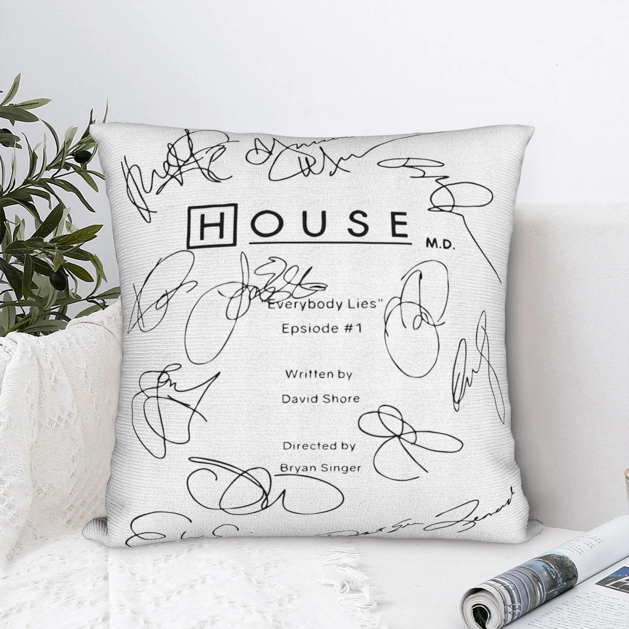 House MD Script Square Pillowcases Polyester Couch Dr House Cushion Case Creative Decor Pillowcase 40*40
