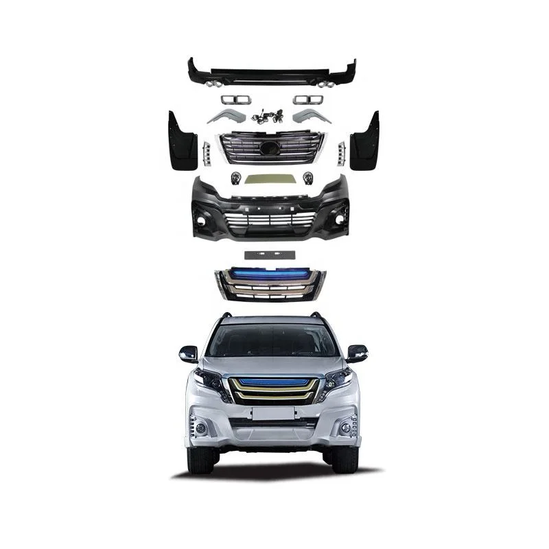 For  Prado 2013-2017 Bodykit Include with Front Bumper Rear Bumper Lip and Fender Round Square Exhaust Pipe LED Headlight
