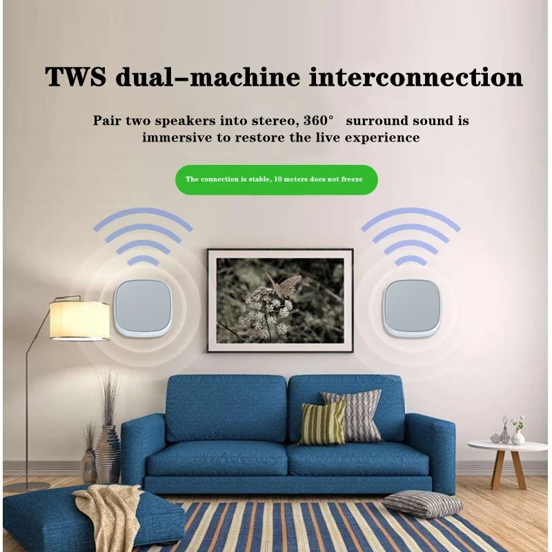 محرك أقراص فلاش USB خاص بالمتجر مثبت على الحائط للصوت والمنزل وخلفية الموسيقى ومكبرات صوت رفيعة للغاية لاسلكية تعمل بالبلوتوث