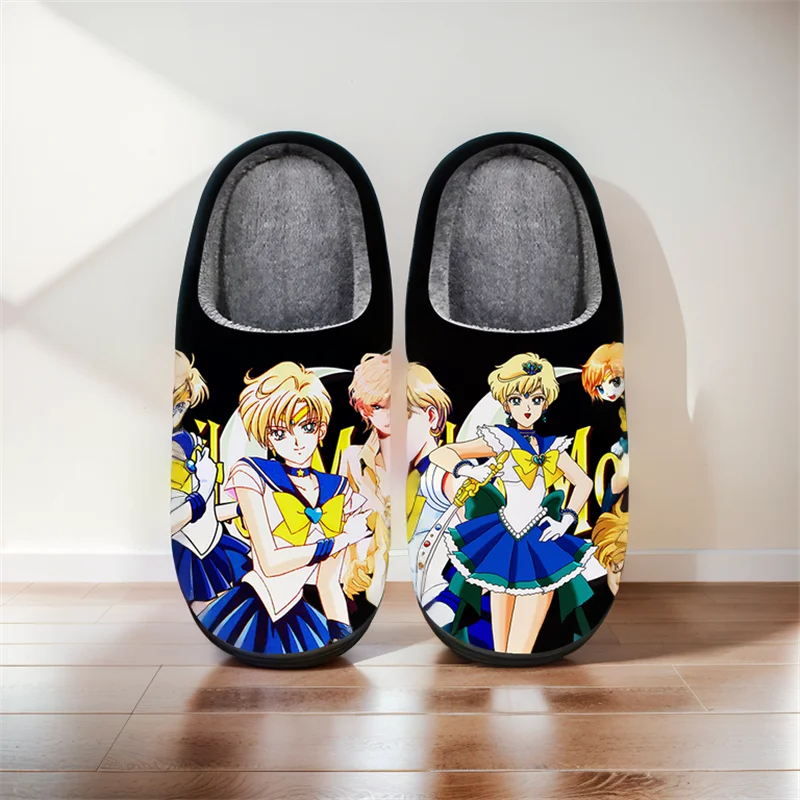 Sailor Moon Winter Warm Slippers Anime Tenoh Haruka Cosplay Cute Cartoon Shoes For Men Women Boy Girl Unisex Halloween Gift