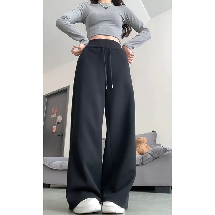 Pantaloni sportivi svasati a vita alta Bla American Sle Pantaloni sportivi larghi casual con zoccolo primavera estate da donna Gamba larga