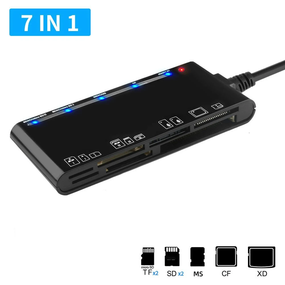 Laptop Accessories USB 3.0 Multi Functional Card Reader /XD/MS/SD/TF Card 7 in 1. USB Card Reader