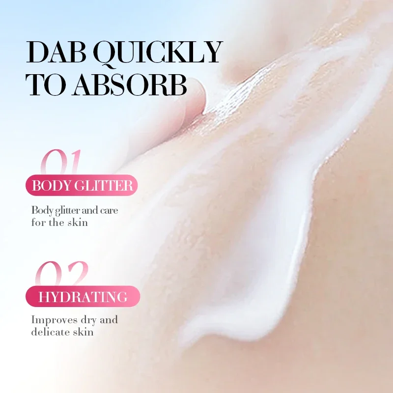 Loción corporal con aroma de flor de cerezo, brillo de cristal, alto brillo, para citas, loción corporal hidratante profunda