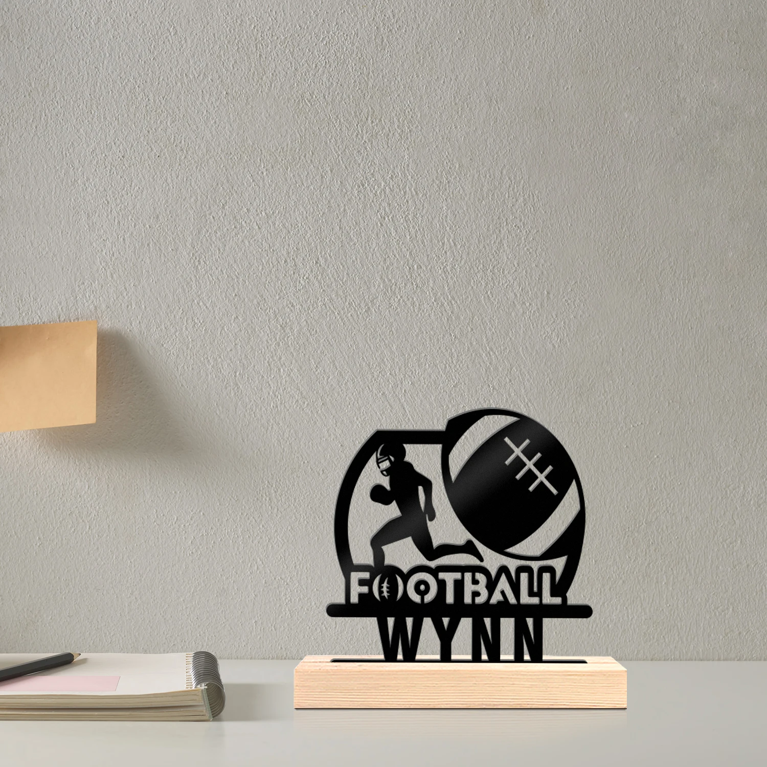 1pc Interesting Metal Desktop Decoration Custom Name With Wooden Base Holiday Decoration Gifts,Desktop Statue Ornaments