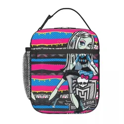 Monster High Lunch Bag For Women 3D Pattern Girl Graphic Lunch Box Fun School Cooler Bag Convenient Oxford Thermal Lunch Bags